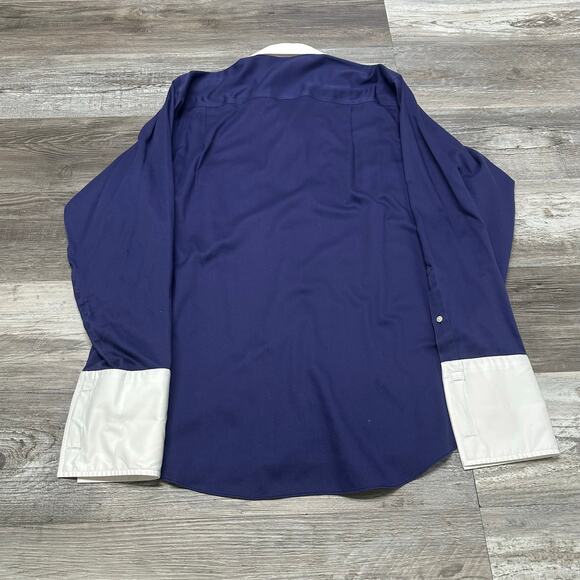 Donald J. Trump Signature Collection Blue Men 16.5 34/35 French Cuff Dress Shirt - Picture 3 of 8